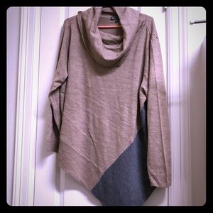 Asymmetrical, color block sweater